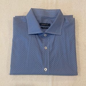 Bugatchi Slim Cut 3XL Blue Printed Dress Shirt
